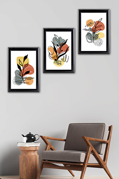 Tilki Dünyası 3-Piece A4 Black Frame Set Bohemian - Decorative Black Aluminum...