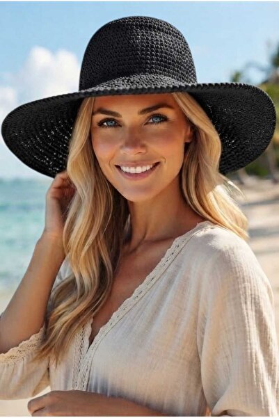 Mood Agenda Women's Wide Brim Straw Weave Bucket Hat Crochet Bohemian Beach a...