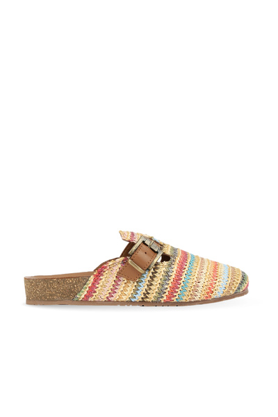 BUENO Multi Straw/Brown Leather Women's Flat Slippers