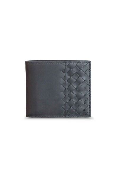 Çıkrık Guard Matte Black Matt Hand Knitted Leather Men's Wallet