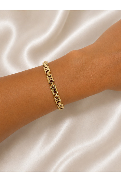 Yonida Jewelry 14K Gold Renk Kaplama King Zincir Tasarım Luxury Bileklik