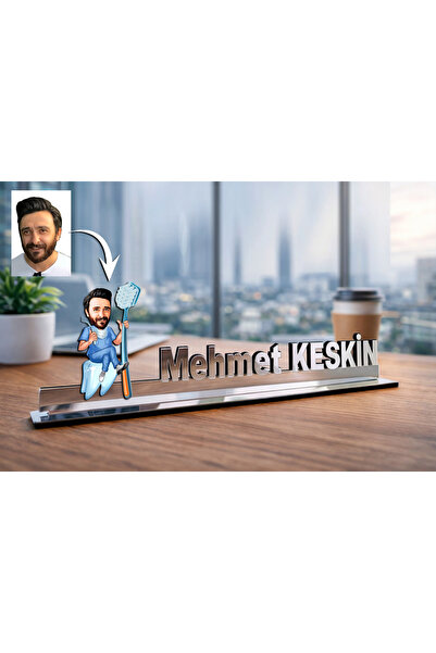 MK Sanart Fotoğraftan Kişiye Özel Doktor Diş Hekimi Karikatürlü Masaüstü İsim...