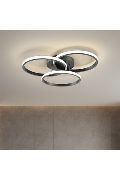 Laleluli Candelabru LED 3 cercuri, negru, 3 tipuri de lumină caldă/rece/neutr...