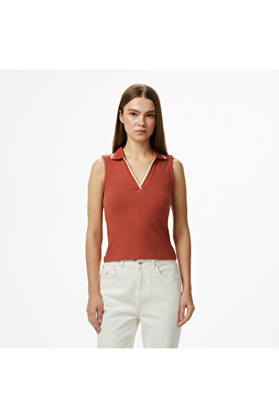 Nautica Kadın Kırmızı Regular Fit Kolsuz Polo Yaka T-Shirt