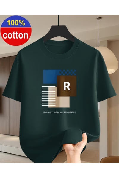 EURO CODE Tricou bărbătesc, 100% bumbac, tricou imprimat, model geometric, de...