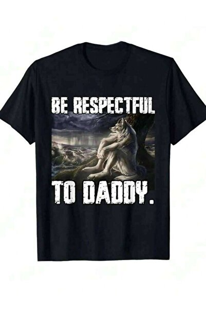 9JY تي شيرت نسائي بطبعة "Be Respectful To Daddy Alpha Were Funny Wolf Meme" ن...