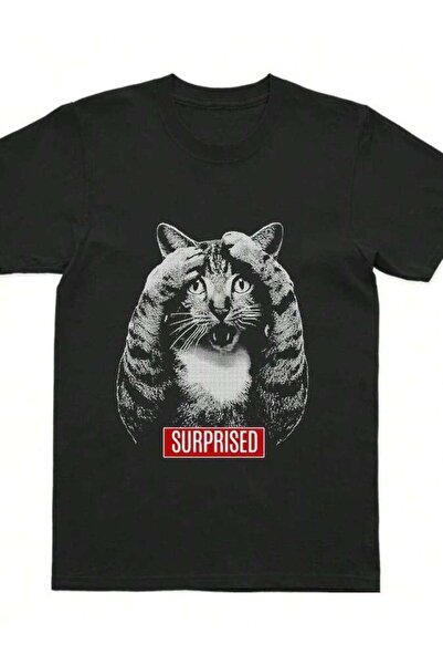 9JY Coolmind U0102-T2 Cool Surprised Cat Print T Shirt Streetwear Exclusive G...
