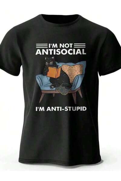 LİNA06 تي شيرت مطبوع عليه I Am Not Anti Social للرجال والنساء، تي شيرت مضحك ع...