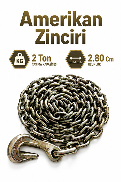 Badem10 Amerikan Zinciri 2 Ton Eğri Kancalı Yük Taşıma Sabitleme ve Çekme Zin...