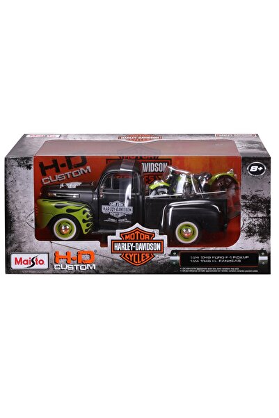 Maisto Set masina si motocicleta, Maisto, H-D Custom, 1948 Ford F1 Pick Up si...