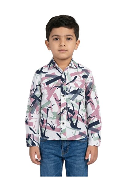 Babyqlo Boys Pink Abstract Printed Casual Shirt