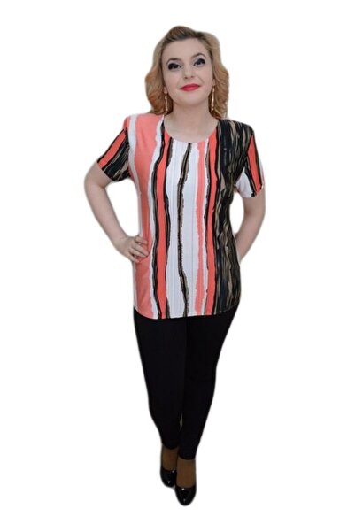 OEM Bluza cu maneca scurta, nuanta de portocaliu, decolteu rotund