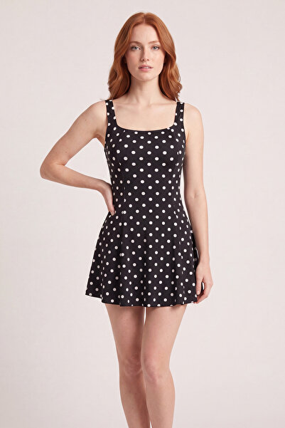 C&City Shorts Dress Swimsuit 4175 Black Polka Dot