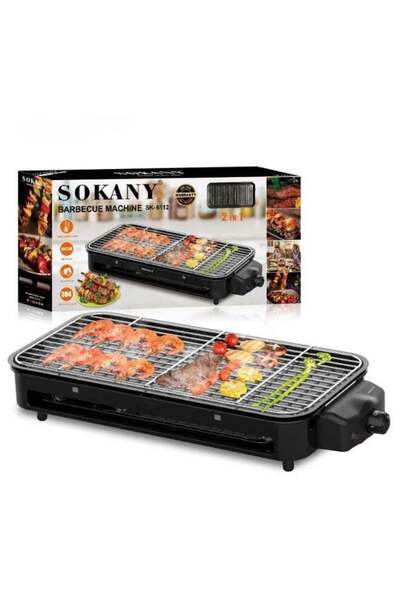 SOKANY SK-6112 2-in-1 Electric Barbecue Grill 1500W Non-Stick Indoor BBQ Gril...