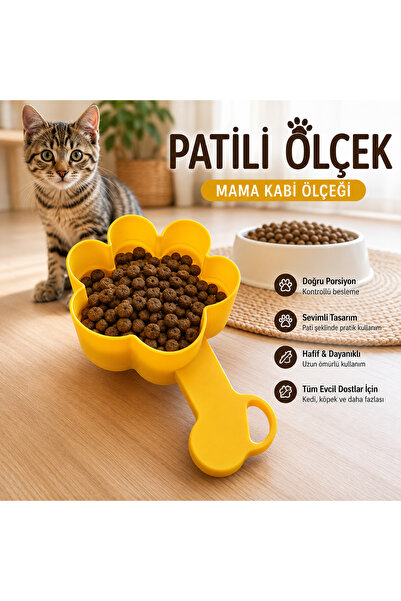 Basart Patili Mama Ölçeği Kedi Köpek Mama Küreği Mama Ölçü Kabı Pati Şekilli ...