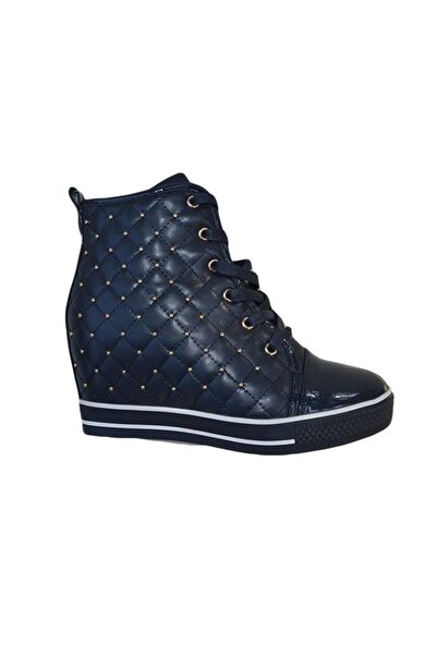 OEM Pantof modern cu platforma imbracata, nuanta bleumarin cu tinte