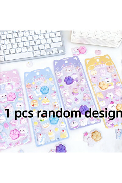 Choice 1 قطعة ملصقات ثلاثية الأبعاد بتصميم عشوائي على شكل مخلب قطة كاواي، ملص...