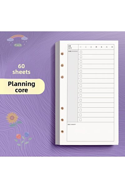 Choice1 plan 60 Sheets Blank A6 Loose Leaf Refill 6-Ring Binder Inserts for A...