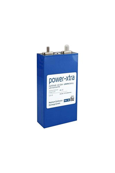 POWER-XTRA PX2770145P - 3.2V 20 Ah LiFePO4 Şarjlı Pil - 5C - Vidalı
