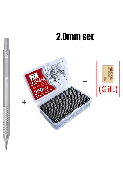 Choice7 silver 2.0 Metal Mechanical Pencil Set with 2B Lead Refill Drafting 0...