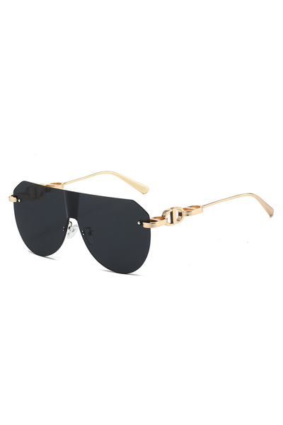 Tessero Ochelari de Soare Dama D-Style Oversize Fara Rama Lentila Neagra Brat...