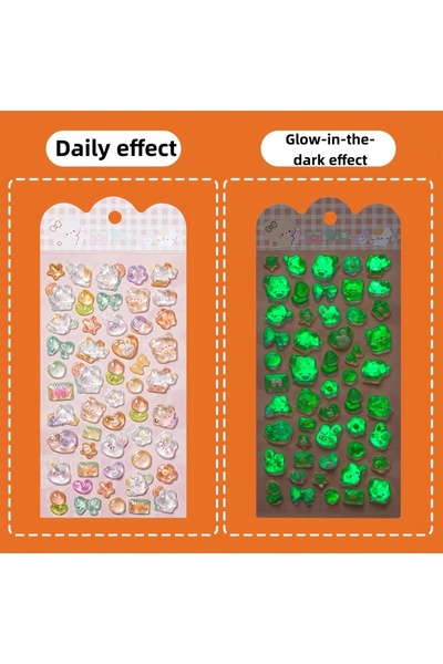 Choice7 1Pc Two Types of 3D Embossed Stickers: Luminous/Non-Luminous, Cartoon...