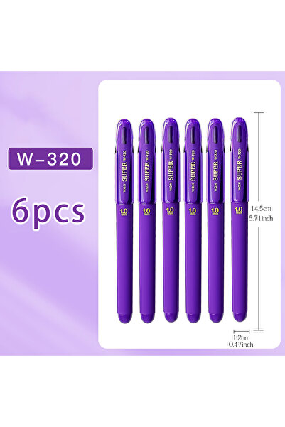 Choice أقلام حبر جاف بنفسجية 6 قطع WQN-3/6/12PCS، 1.0 مم، متينة، كتابة سلسة، ...