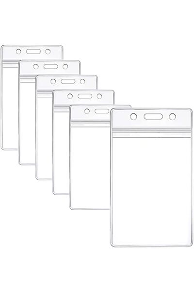 Choice Vertical 6 pcs 6PCS Clear Waterproof Plastic Badge Holders Dustproof D...