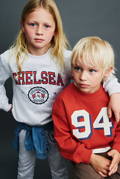H&M Baskılı ve İçi Tüylü Sweatshirt