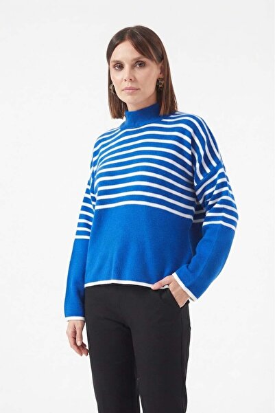 Fulla Moda Prugasti preveliki pleteni džemper