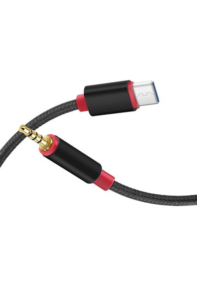 vgate icar كابل صوت من النوع C إلى 3.5 ملم، كابل سماعات رأس مضفر، كابل نقل صو...
