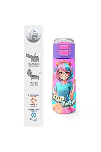 Coral High K-Pop Desenli Çelik Termos Matara 500 Ml 31865