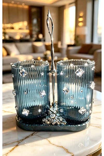 MK Creations Elegant Blue Crystal Resin Double multipurpose Holder