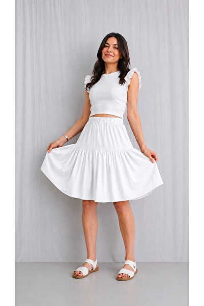 MAKSEN TEKSTİL Skirts - White - Midi