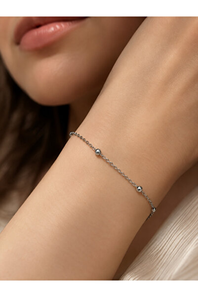 FIERA JEWELRY Women's Steel Ball Detailed Adjustable Chain Bracelet – Minimal...