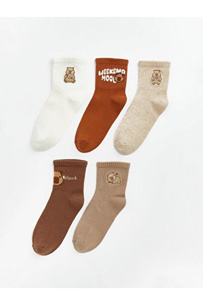 LC Waikiki Embroidered Girls' Socks 5-Pack (S6)