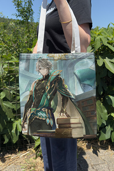 ZipZap Alhaitham Genshin Impact V2 Double Sided Canvas Print Tote Bag Anime Bag