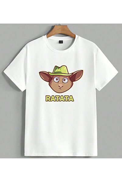 ELFERA Ratata Cowboy Comic Letter Printed Unisex Oversize T-Shirt White