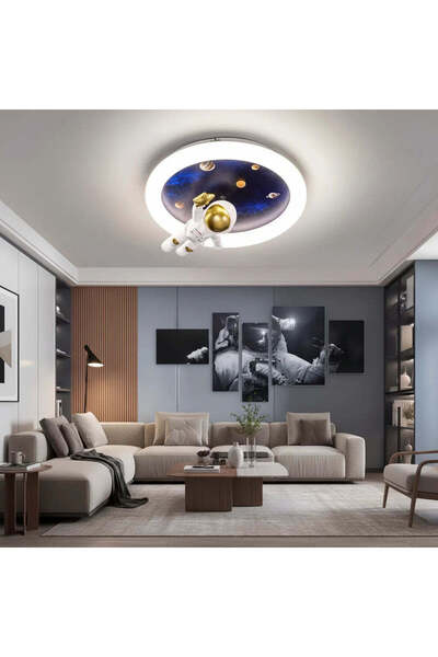 OEM Lustra LED ASTRONAUT cu telecomanda, 51W, lumina Rece/Calda/Neutra, Alb A...