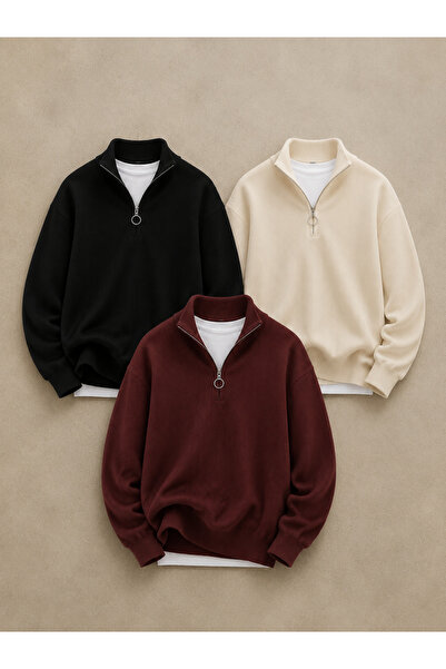 pepule 3-Pack Advantageous Men's Casual Half-Zip Winter Knitwear Thessaloniki...