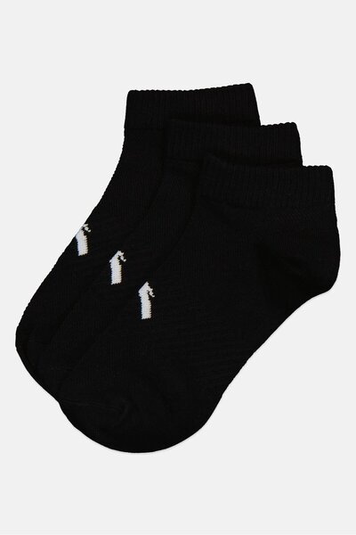 Anta Kids Boy 3 Pairs Brand Logo Ankle Socks, Black