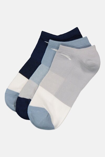 Anta Kids Boy 3 Pieces Brand Logo Invisible Socks, Multicolor
