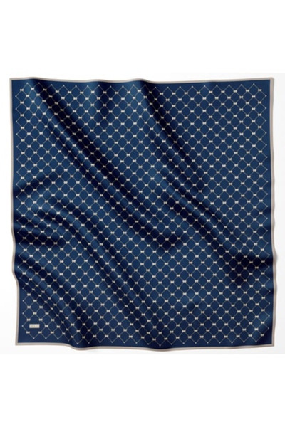 Belli Tivil Silk Scarf 4006 - 03 Navy Blue Mixed Pattern