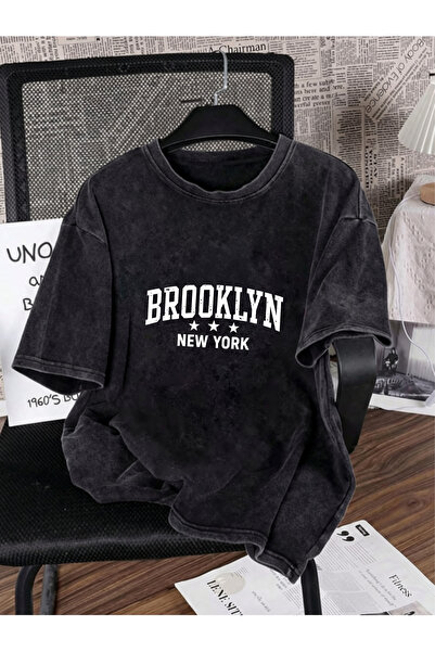 HOFFNUNG Unisex Oversize Vintage Washed Street Style Μόδα του δρόμου Βαμβακερ...