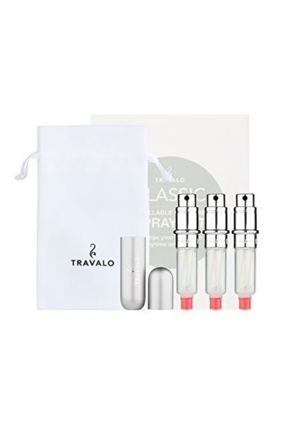 Travalo Atomizor clasic reîncărcabil pentru parfum, argintiu, set cadou 3 x 5 ml