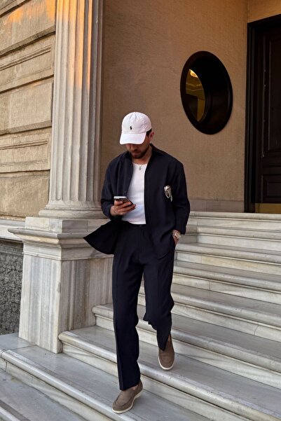Livio Ferri Noda %100 Cotton Oversized Men's Modal Double Suit Shirt Trousers