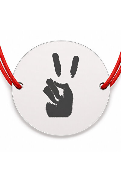 Simoshop Brățară argint 925 cu bănuț semnul păcii, șnur reglabil — cadou expr...