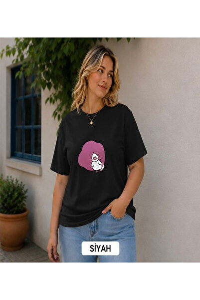 3S MODA تي شيرت نسائي كبير الحجم مطبوع رقميًا من Basic Duck