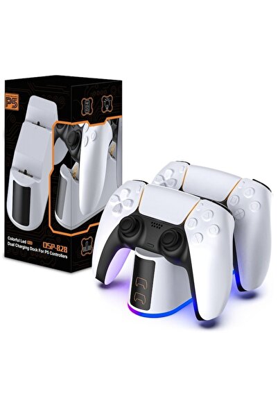 Velaris Stație de încărcare pentru gamepad PlayStation 5, Albă, Iluminare RGB