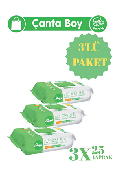 Sleepy 3LÜ Çanta Boy Islak Mendil Limon Defne Kişisel Bakım Havlusu 3x25 Yaprak